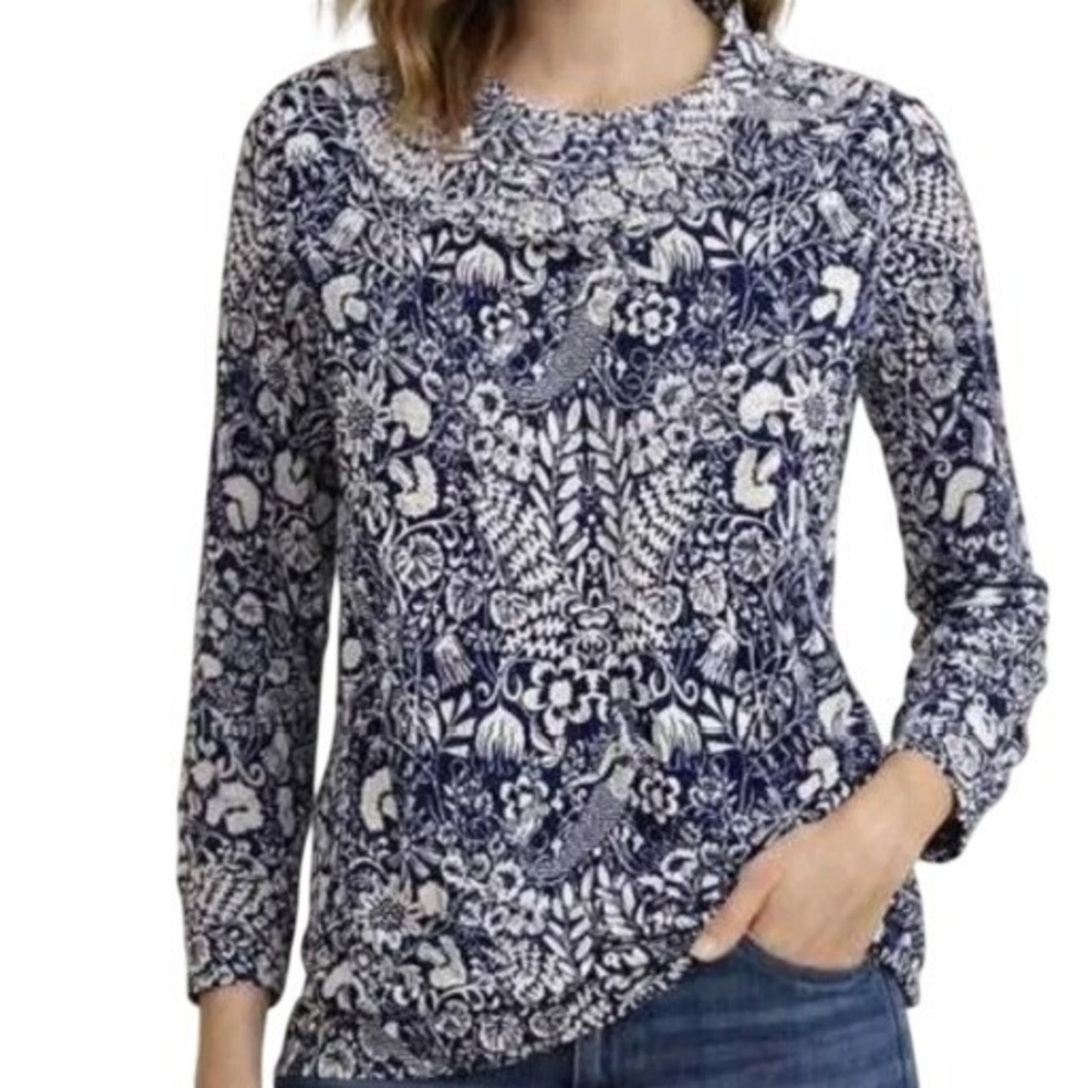 J.Crew Womens S Mermaid Floral Tippi 100% Merino Wool Sweater